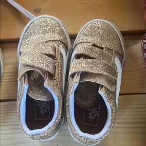 Vans Gold Glitter Sneakers with Velcro Closure
